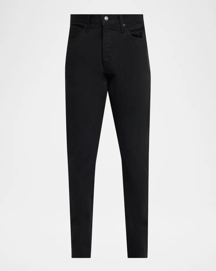 Men's Slim-Fit Stretch Black Denim Five-Pocket Pants by TOM FORD