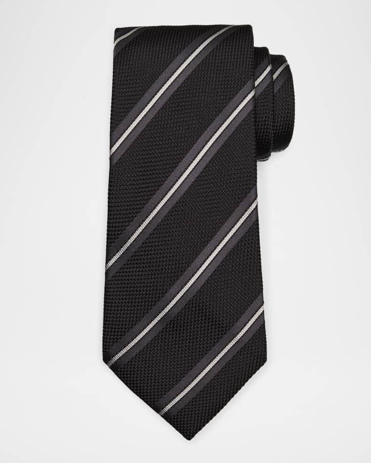 Men's Two-Tone Regimental Diagonal Stripe Silk Tie by TOM FORD