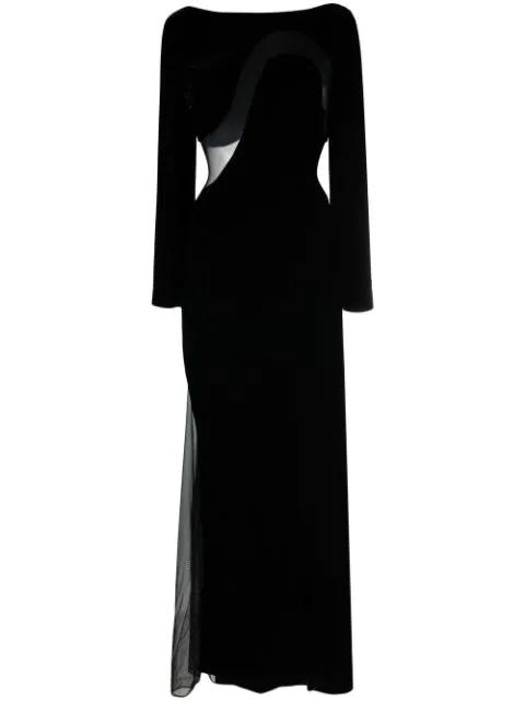Mesh-panelled velvet gown by TOM FORD