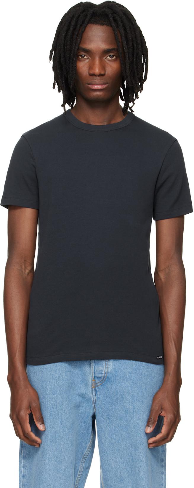 Navy Cotton Crewneck T-shirt by TOM FORD
