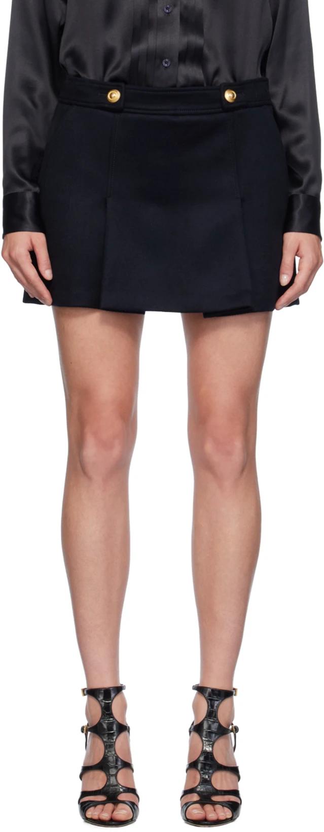 Navy Wool & Cashmere Lined Miniskirt by TOM FORD