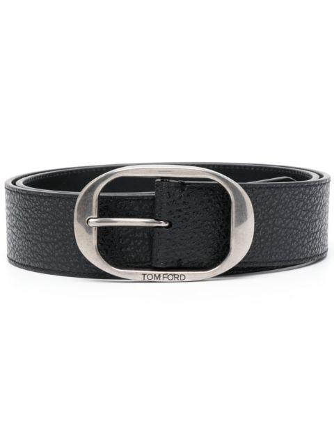 Oval-buckle leather belt by TOM FORD