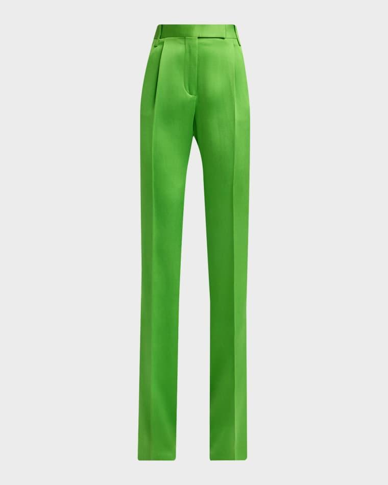 Pleated Silk Straight-Leg Trousers by TOM FORD