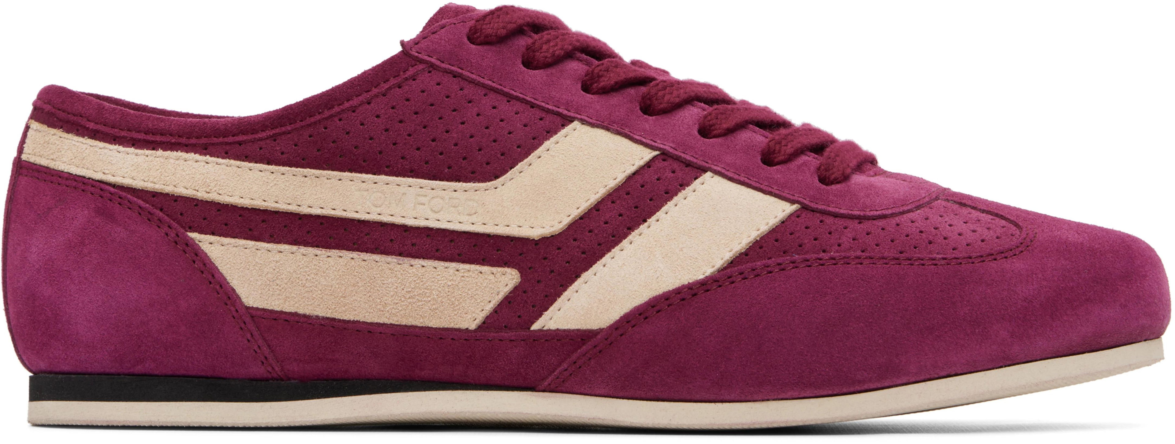 Purple Perforated Suede Brook Sneakers by TOM FORD
