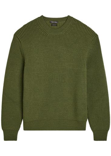Ribbed crew-neck wool jumper by TOM FORD