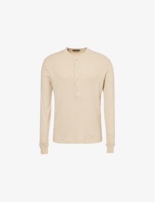 Ribbed long-sleeve cotton and modal Henley top by TOM FORD