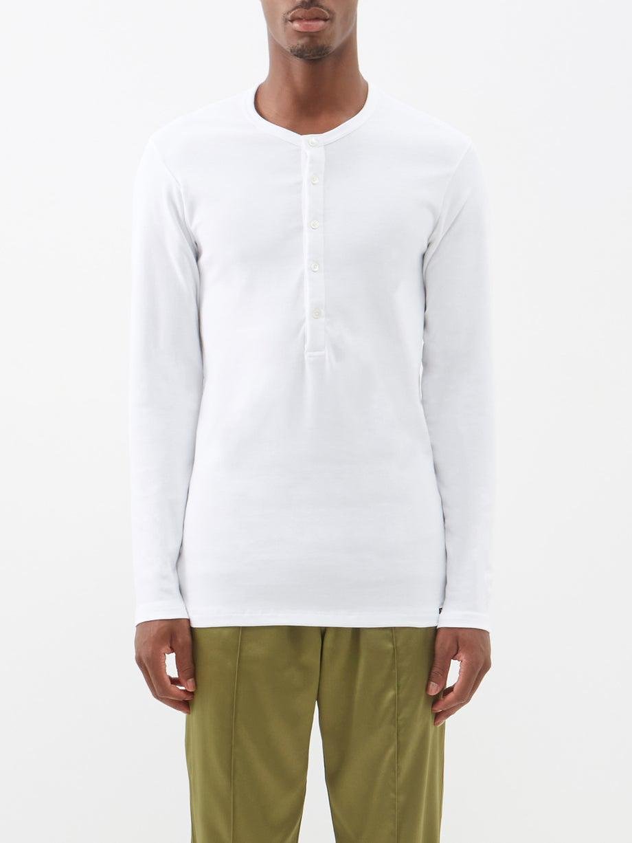Round-neck cotton-blend jersey Henley top by TOM FORD