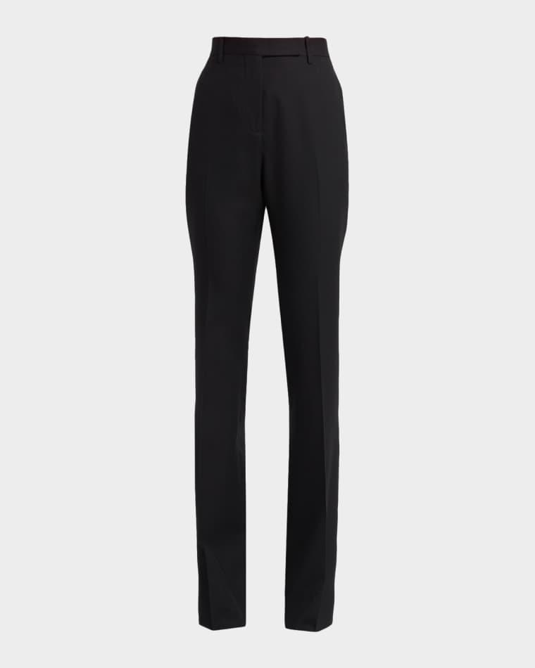 Sharp Wool Silk Straight-Leg Trousers by TOM FORD