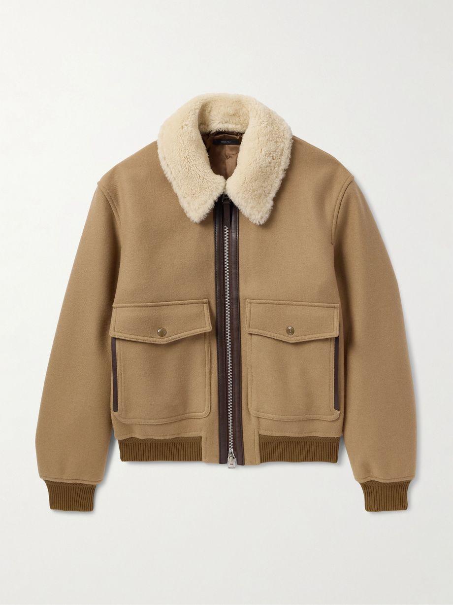 Shearling and Leather-Trimmed Virgin Wool Aviator Jacket by TOM FORD