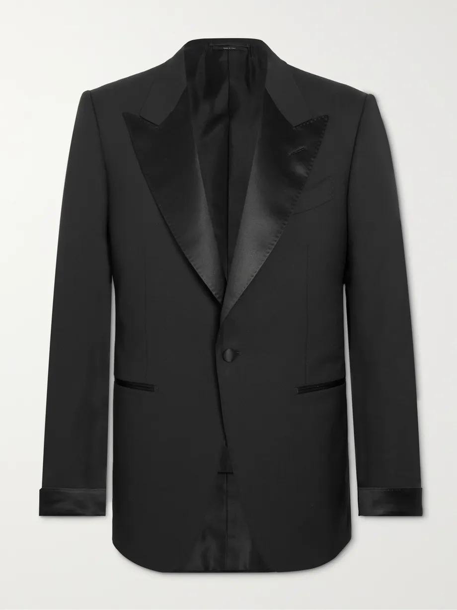Shelton Slim-Fit Satin-Trimmed Wool Tuxedo Jacket by TOM FORD | jellibeans