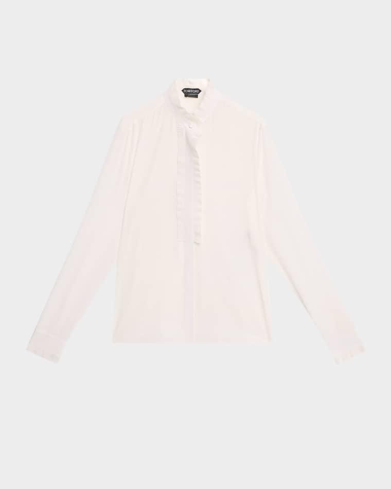 Silk Crepe de Chine Button-Front Blouse by TOM FORD