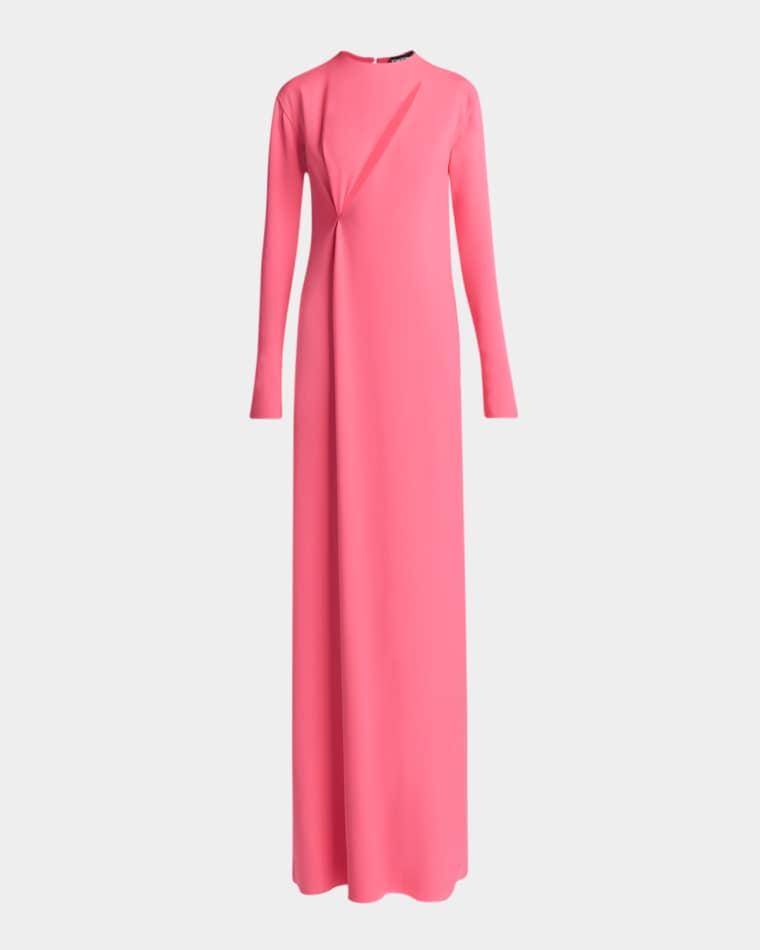 Slash Cutout Long-Sleeve Double Georgette Gown by TOM FORD