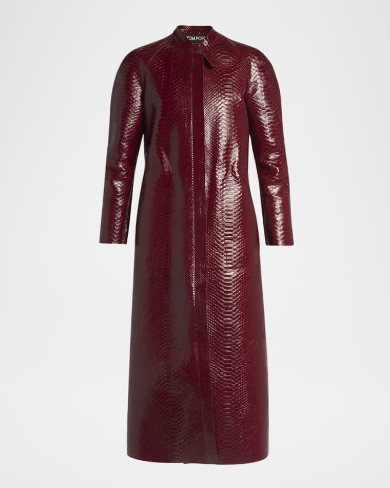 Snake-Embossed Leather Long Coat by TOM FORD