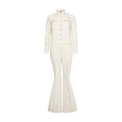 Stretch cotton tricotine stand collar safari jumpsuit by TOM FORD