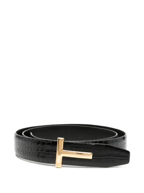 T-buckle crocodile-effect belt by TOM FORD