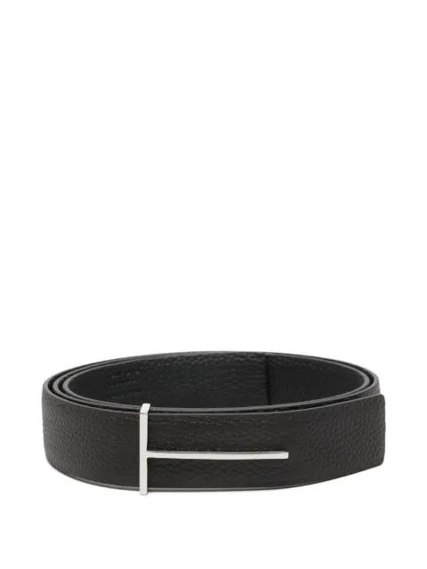 T-buckle leather reversible belt by TOM FORD