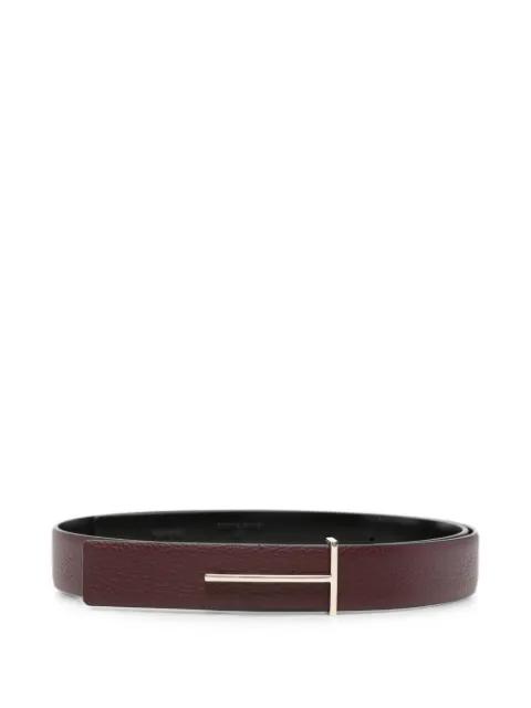 T-logo pebbled leather belt by TOM FORD