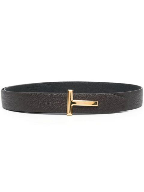 T-plaque leather belt by TOM FORD