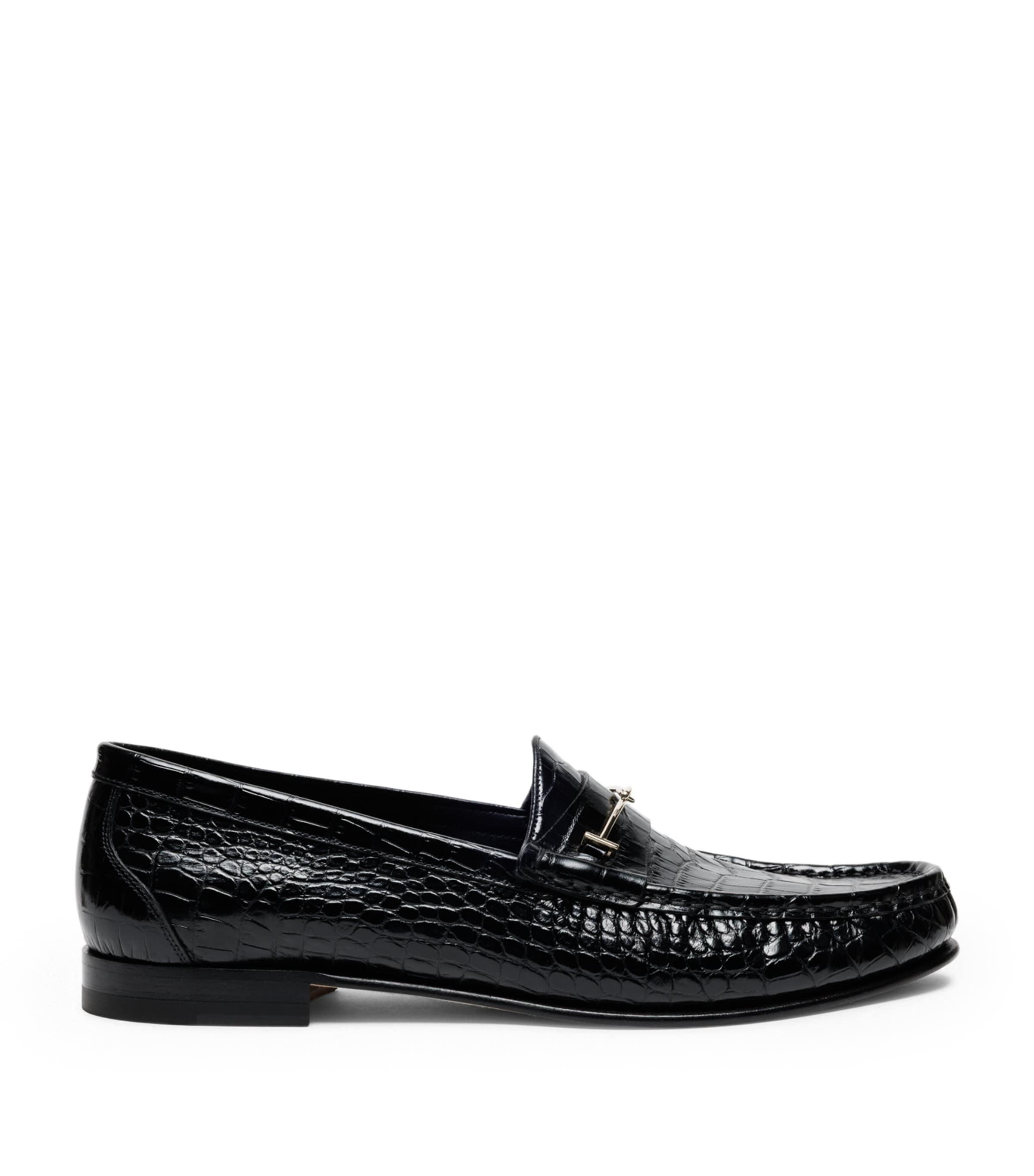 TOM FORD Calf Leather Croc-Embossed Oscar Loafers by TOM FORD