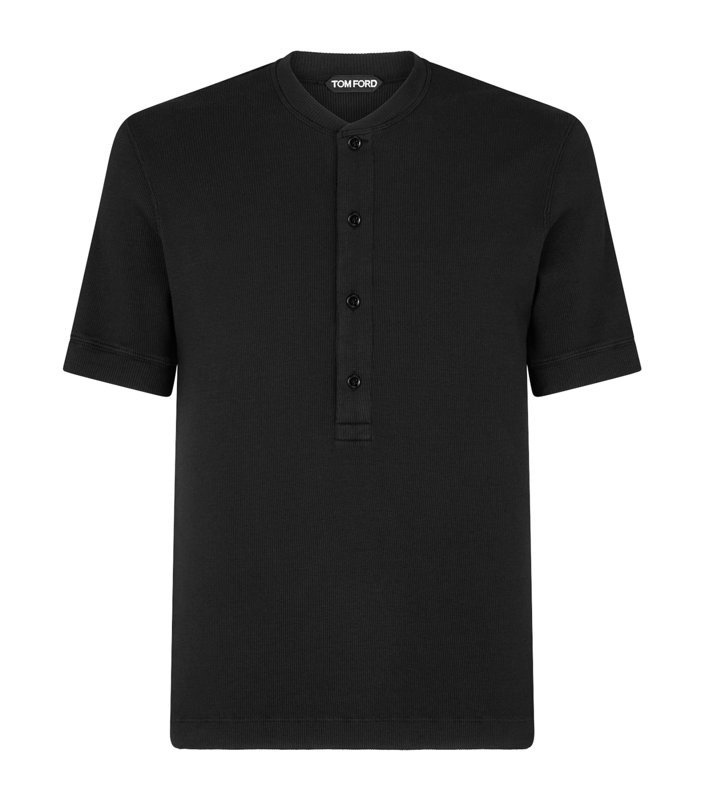 TOM FORD Cotton-Blend Short-Sleeve Henley Top by TOM FORD