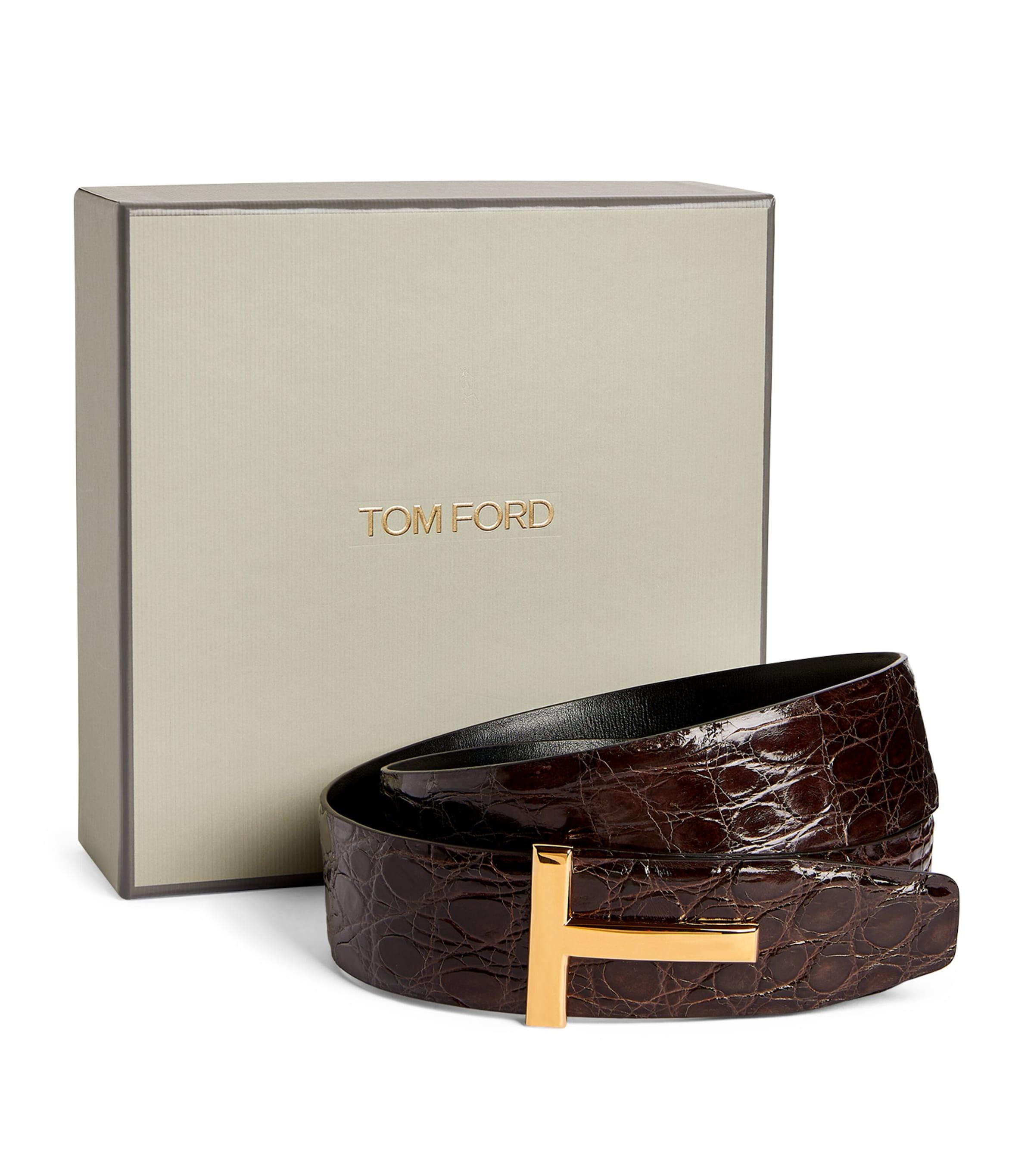 TOM FORD Leather Reversible T Icon Belt by TOM FORD