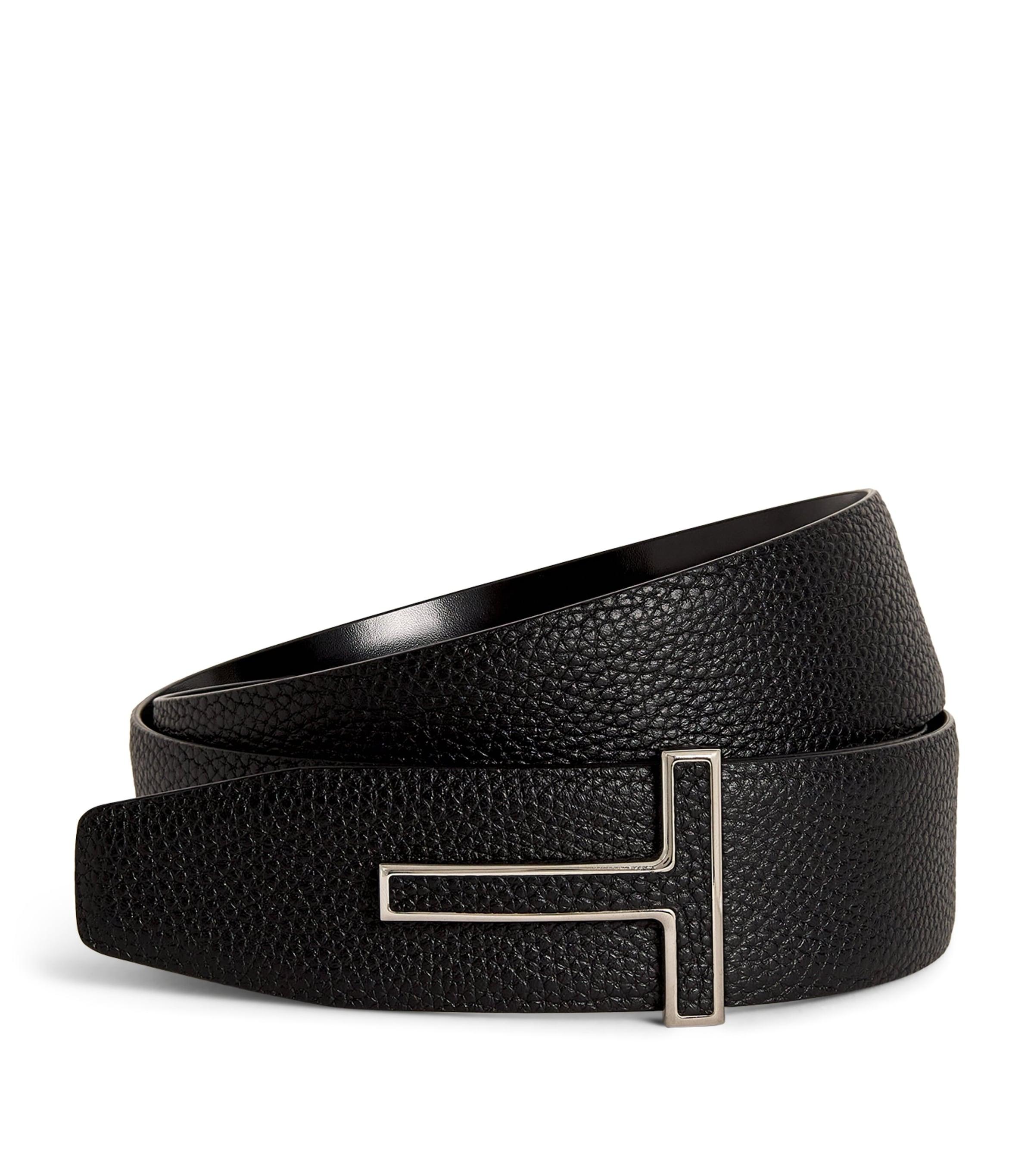 TOM FORD Leather Reversible T Icon Belt by TOM FORD