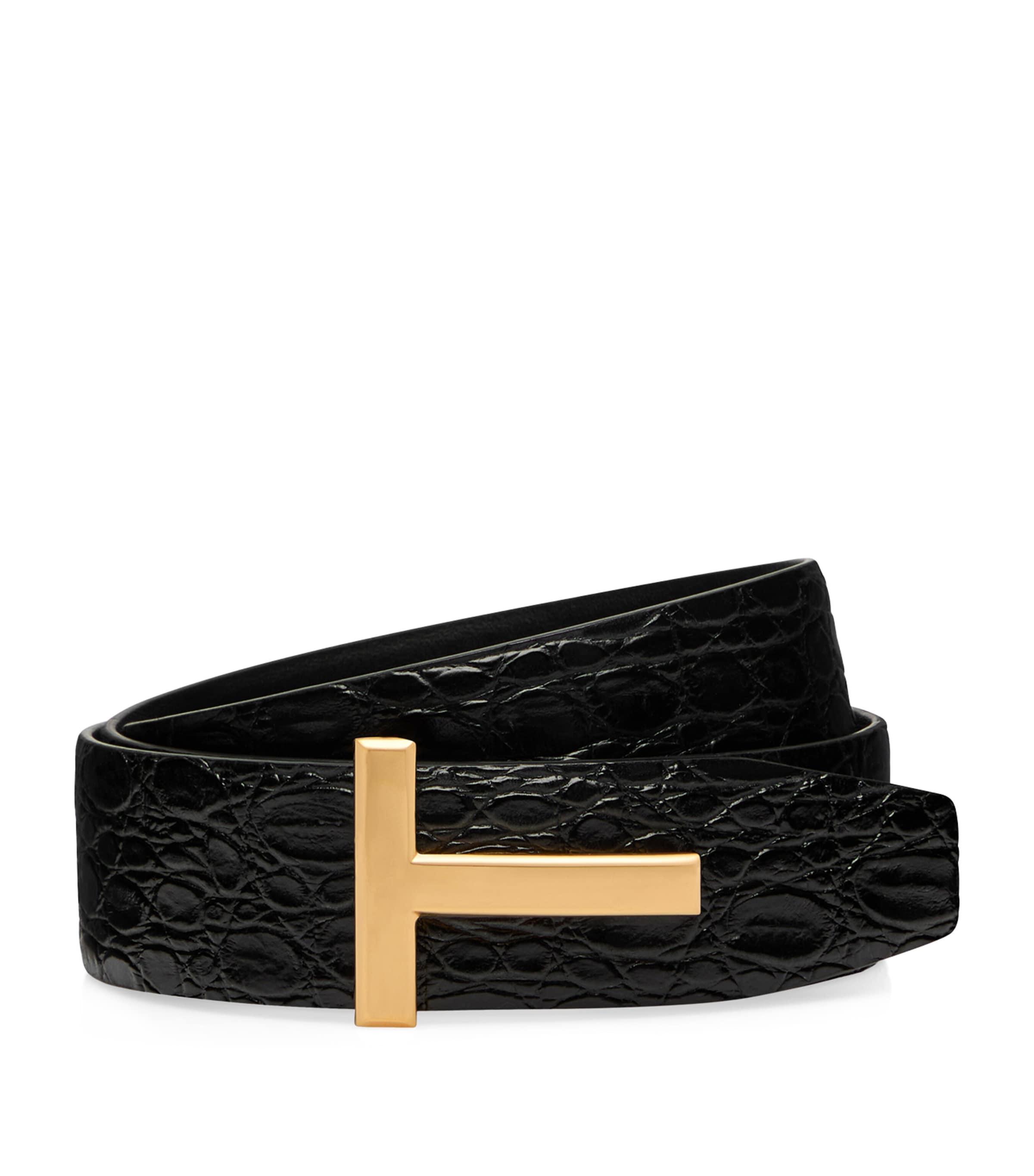 TOM FORD Leather Reversible T Icon Belt by TOM FORD