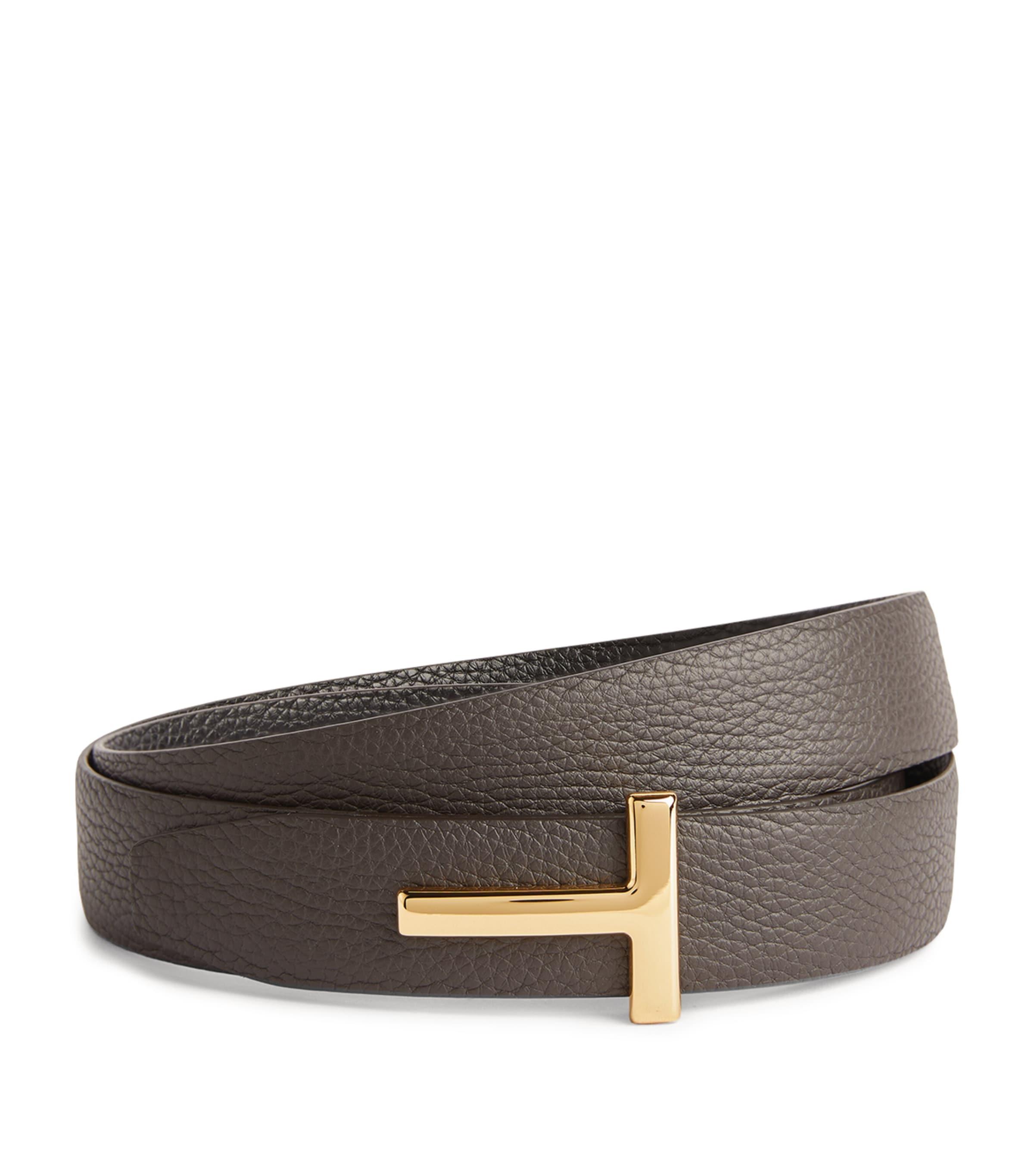 TOM FORD Leather Reversible T Icon Belt by TOM FORD