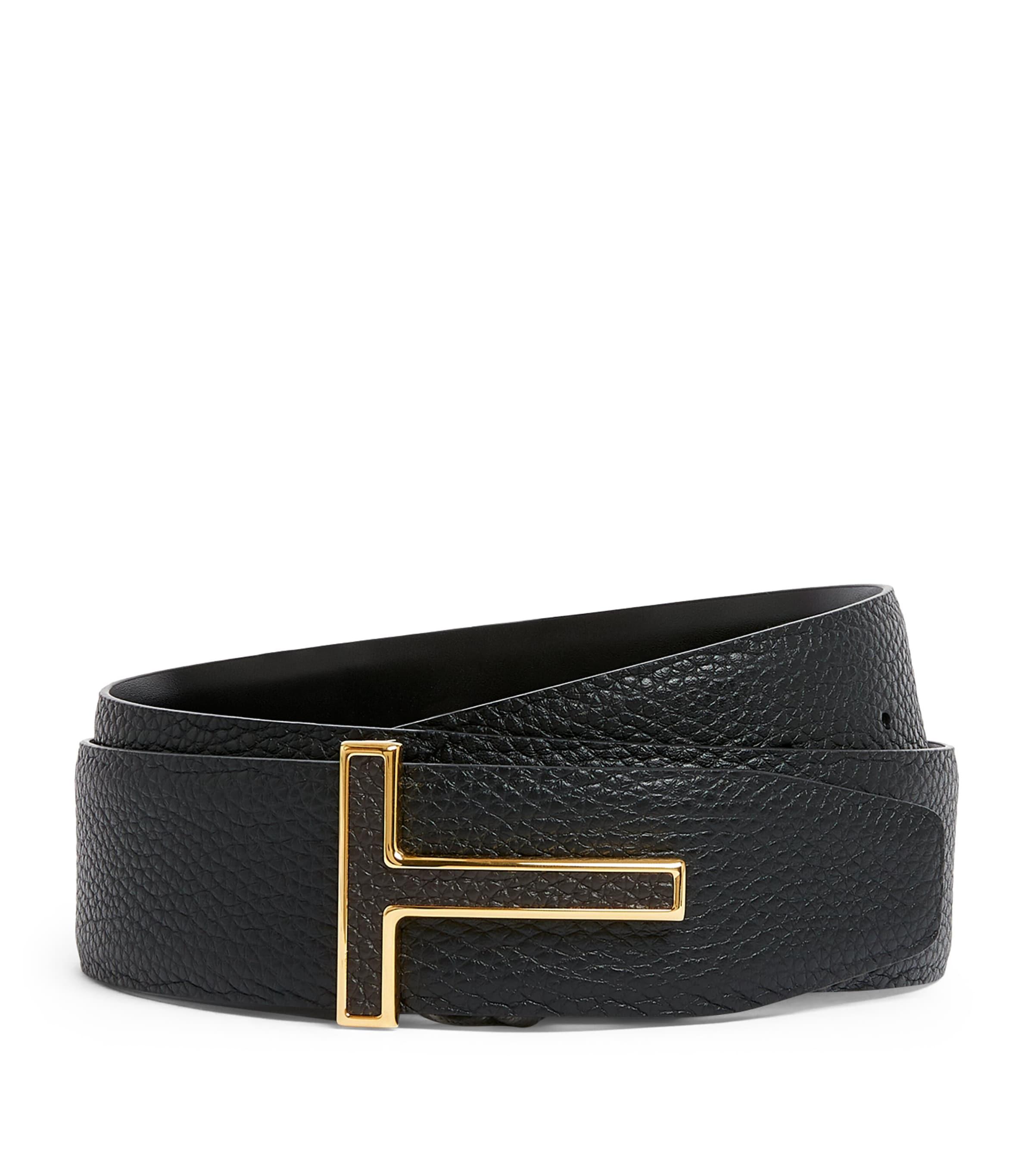 TOM FORD Leather Reversible T Icon Belt by TOM FORD