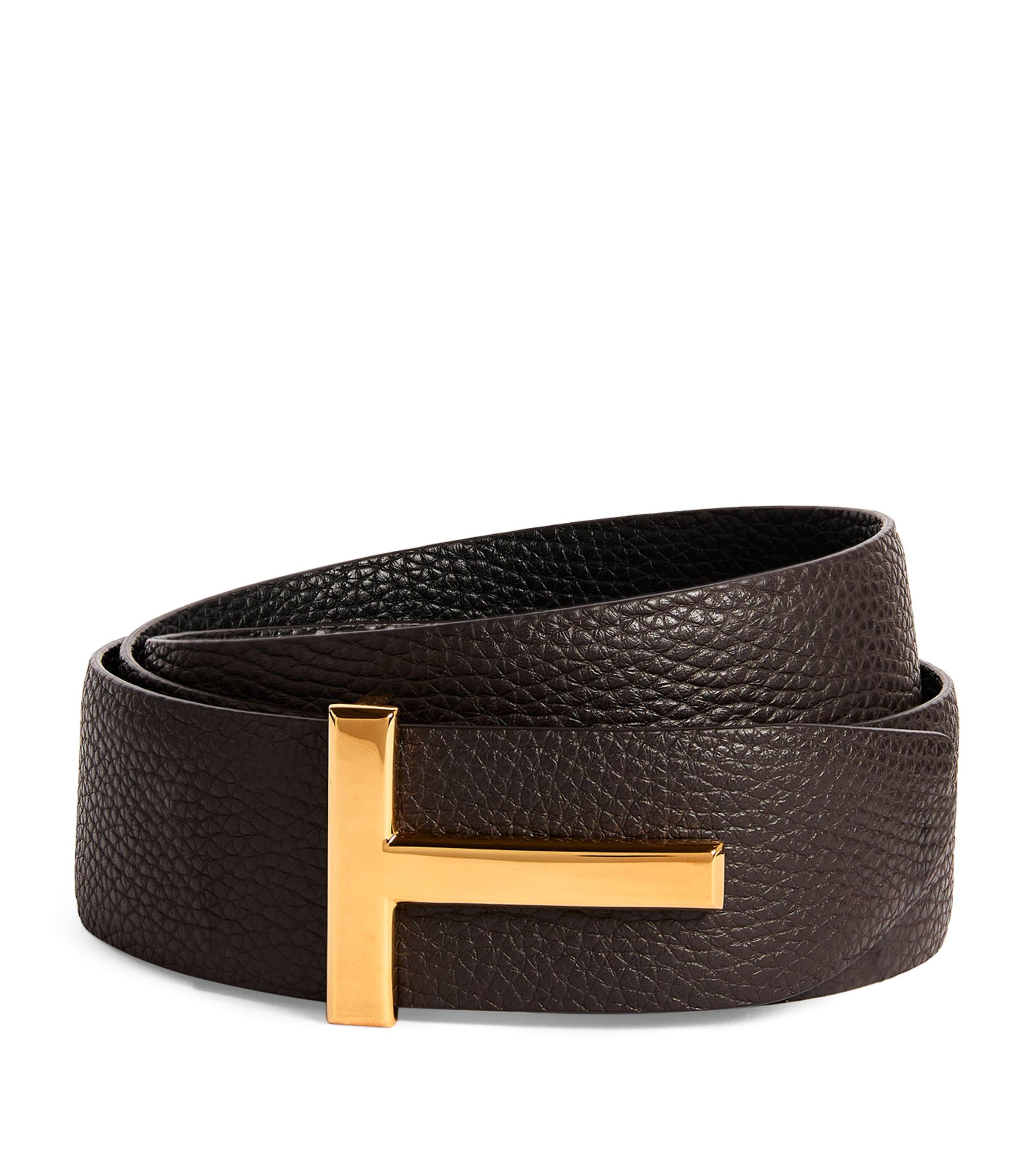 TOM FORD Leather Reversible T Icon Belt by TOM FORD