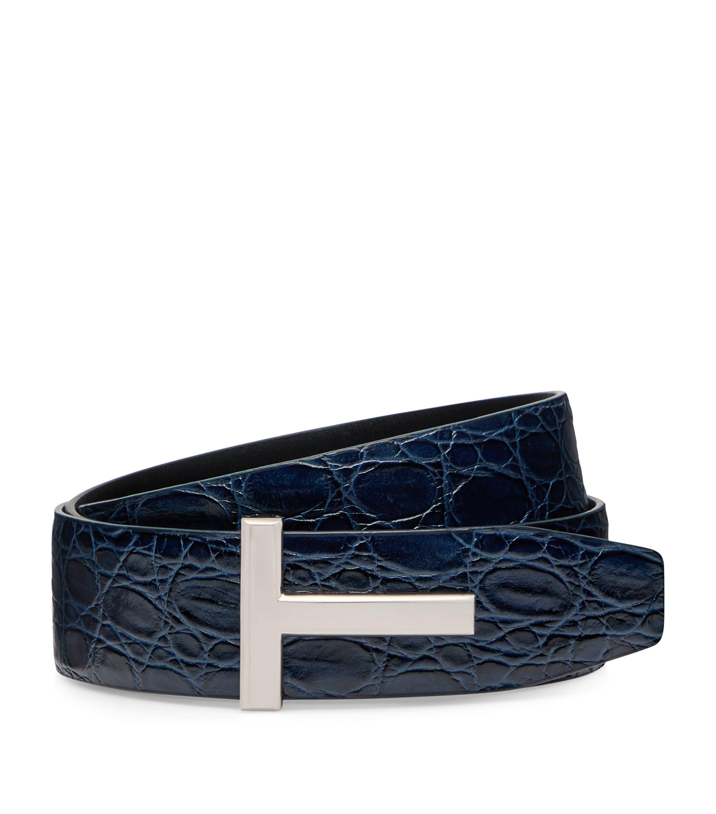 TOM FORD Leather Reversible T Icon Belt by TOM FORD
