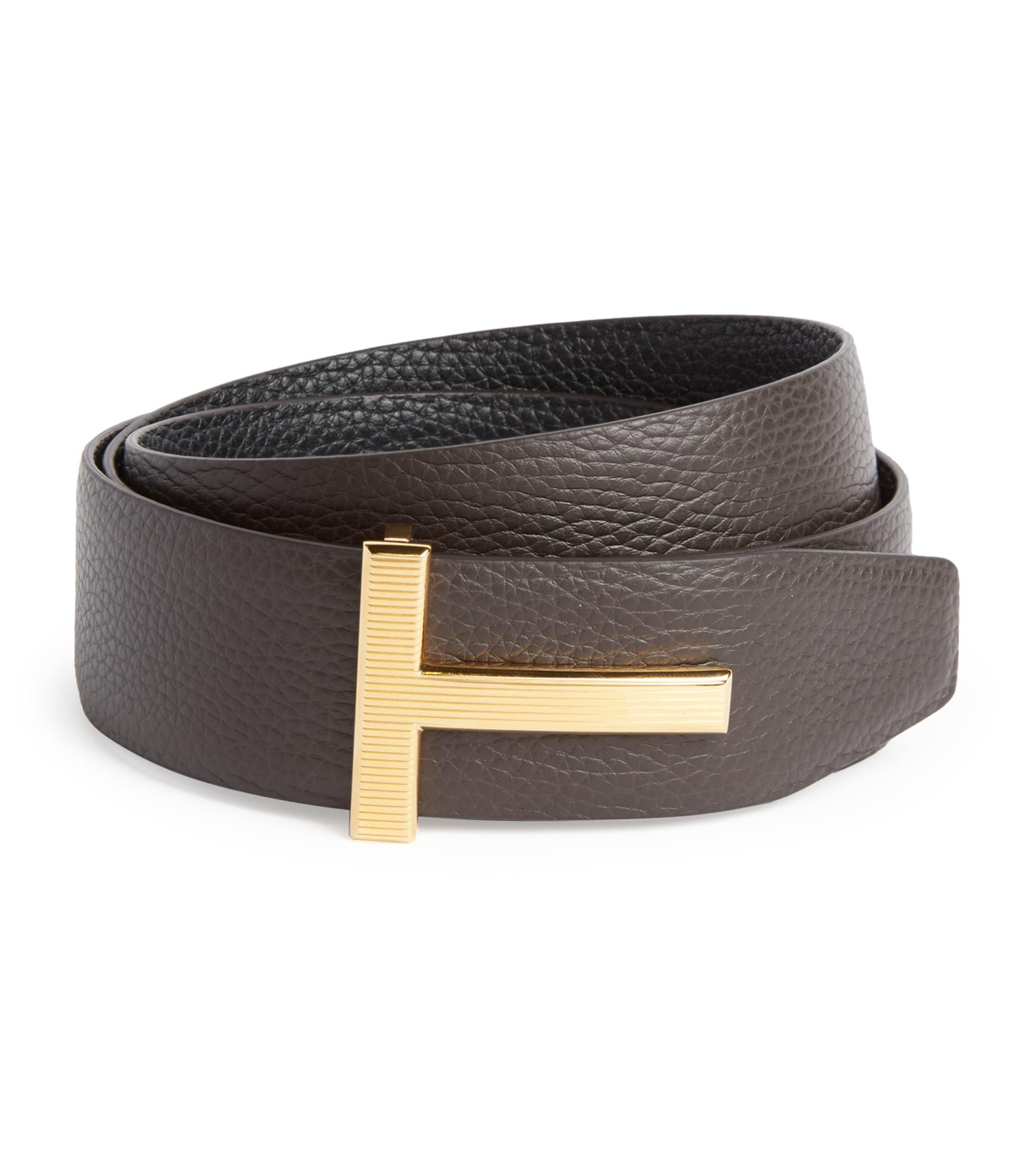 TOM FORD Leather Reversible T Ridge Belt by TOM FORD