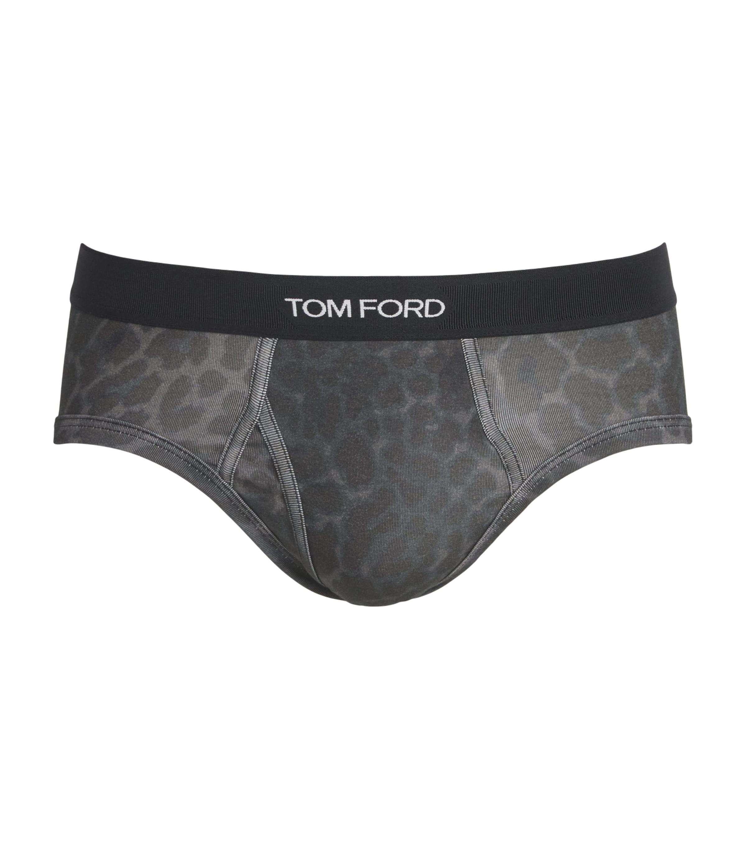 TOM FORD Stretch-Cotton Leopard Logo Briefs by TOM FORD