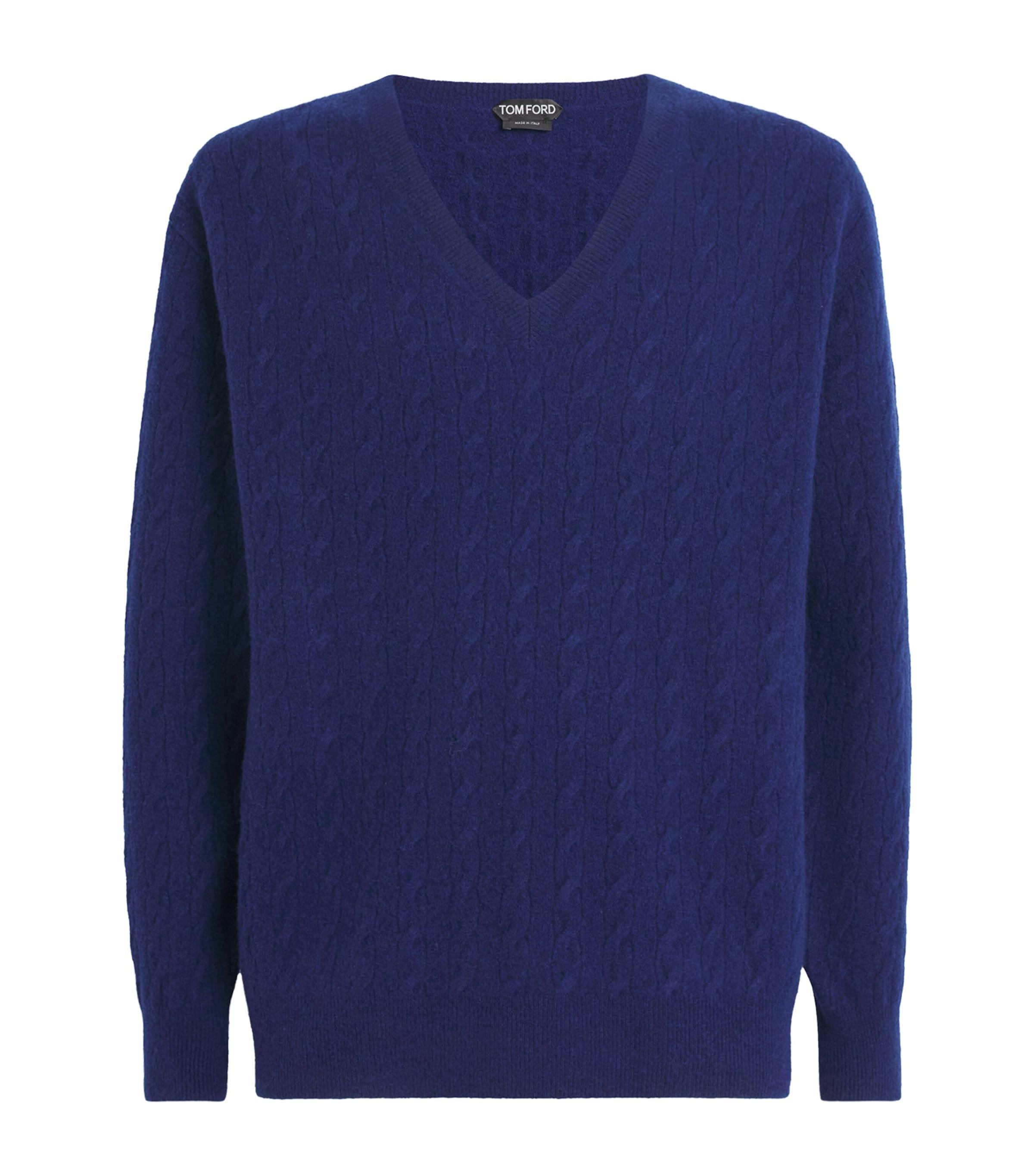 TOM FORD Wool Cable-Knit V-Neck Sweater by TOM FORD