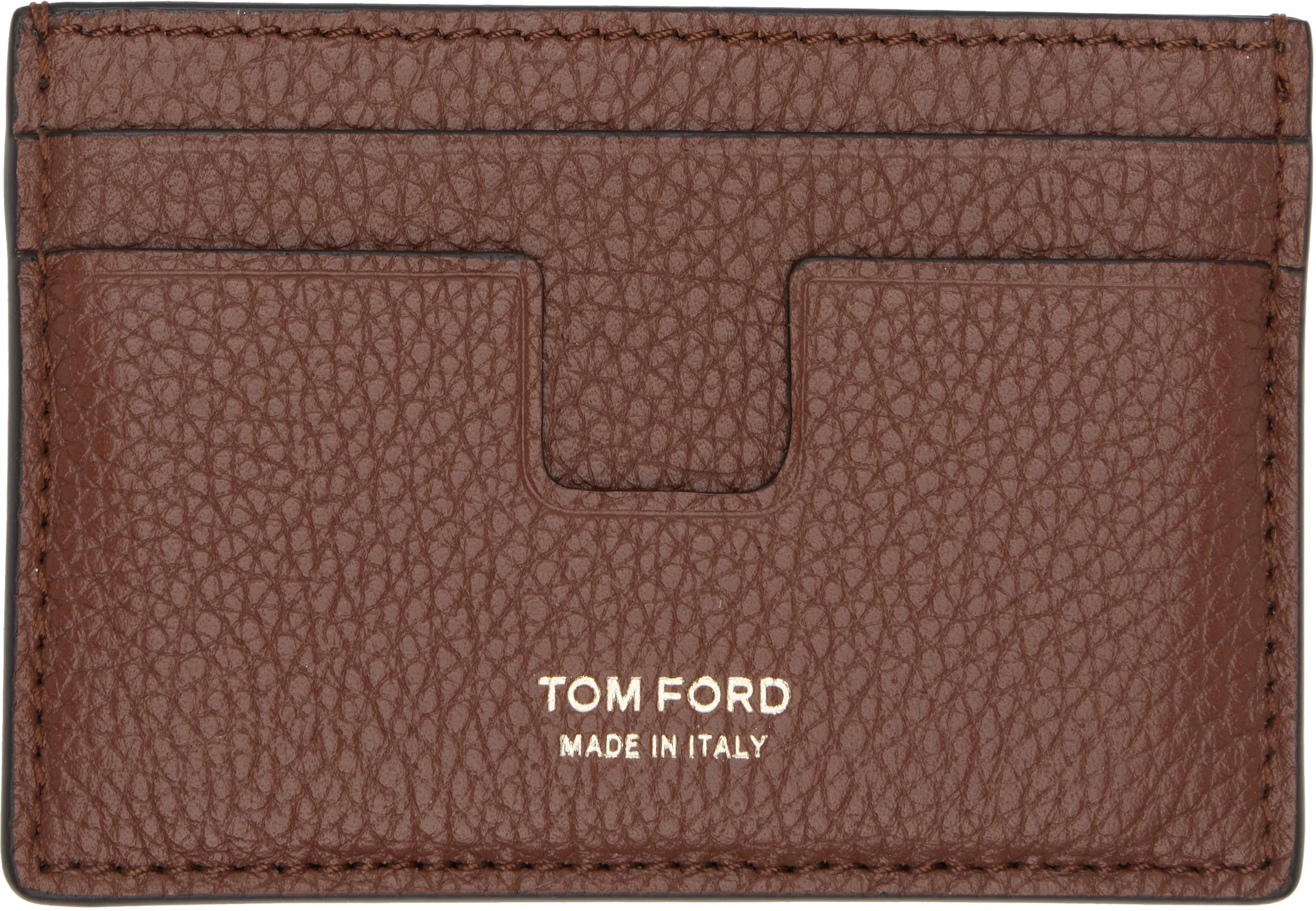 Tan Grain Leather Classic Card Holder by TOM FORD