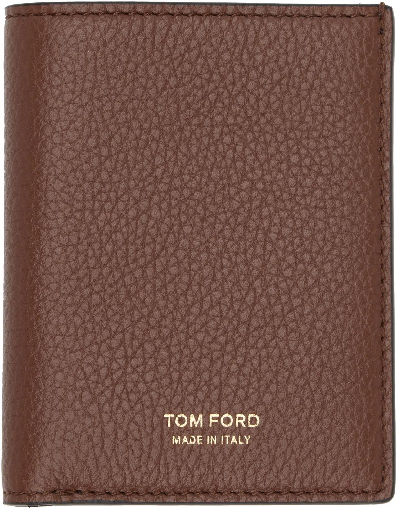 Tan Grain Leather Folding Card Holder by TOM FORD
