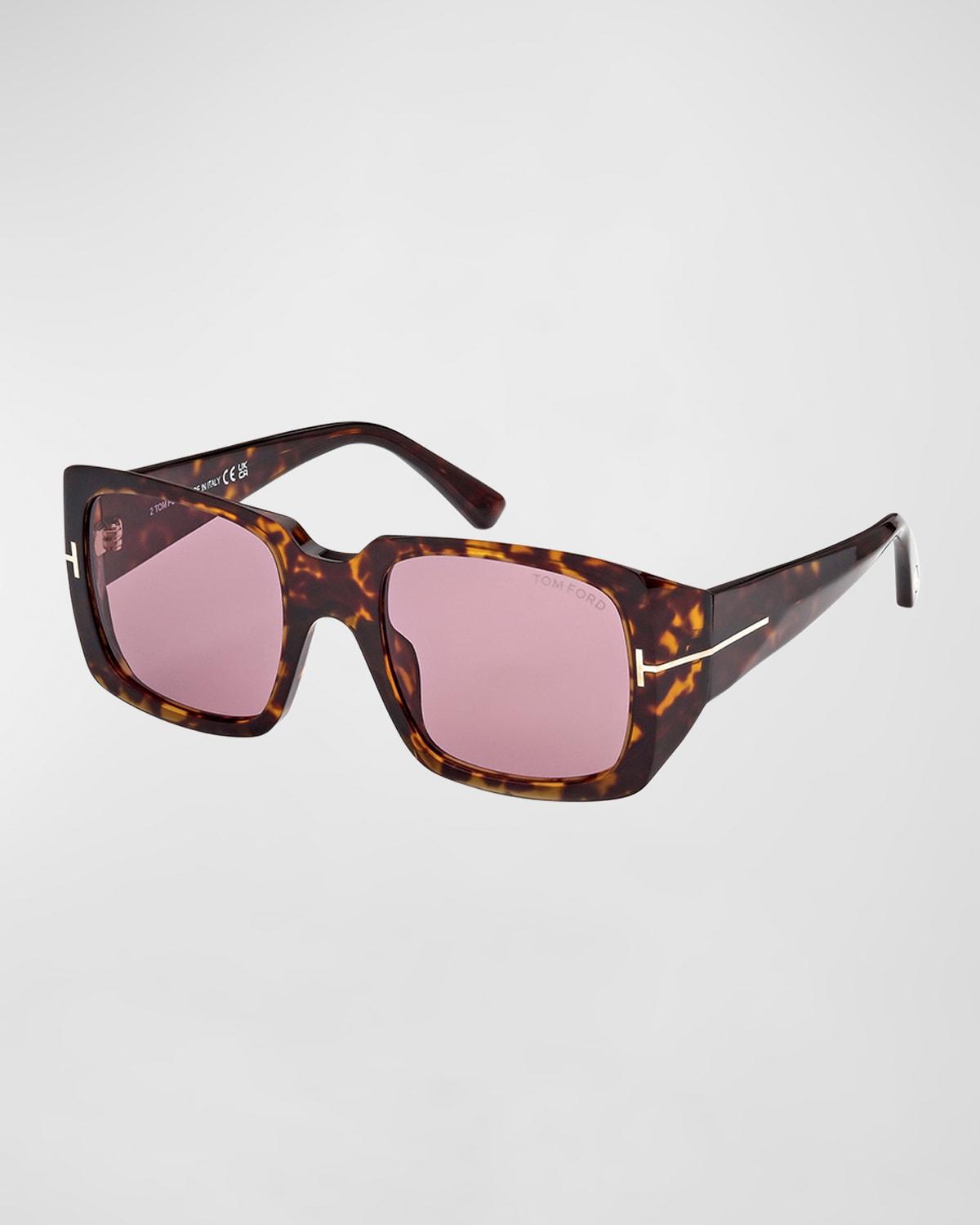 Tortoise Square Acetate Sunglasses by TOM FORD