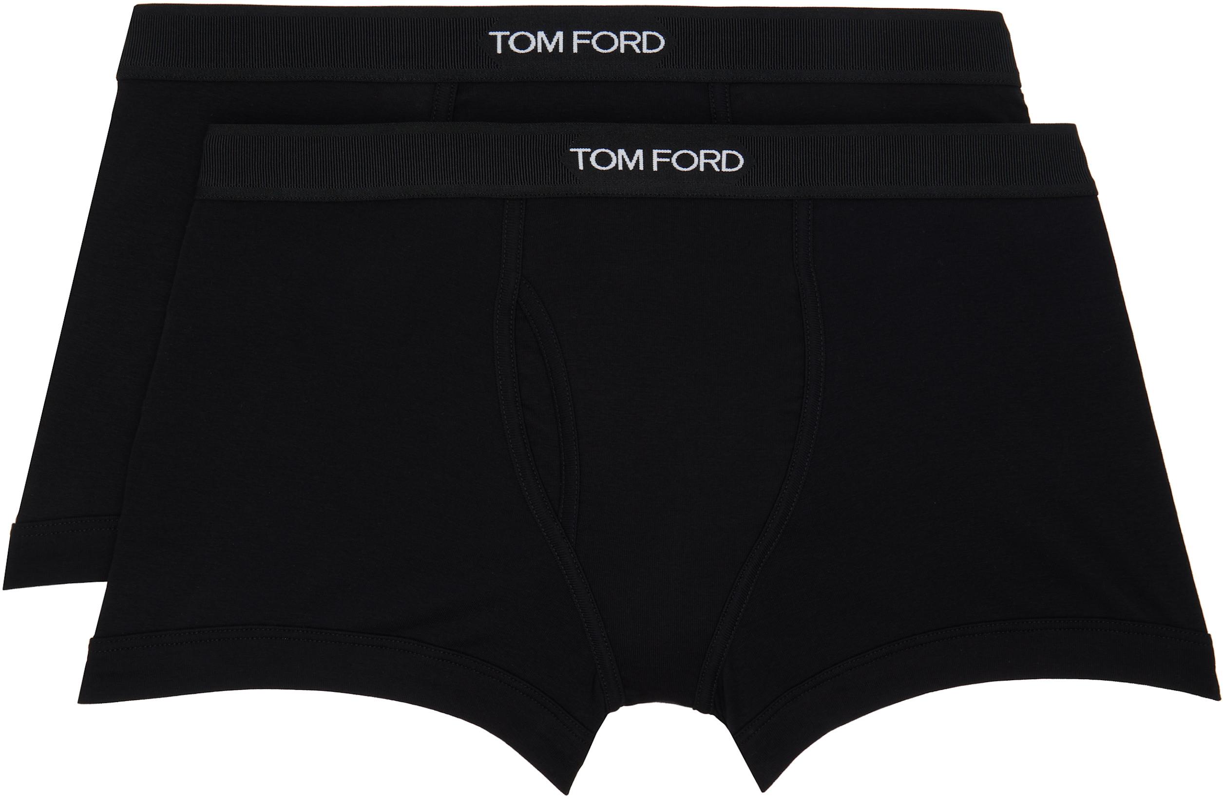 Two-Pack Black Cotton Boxer Briefs by TOM FORD