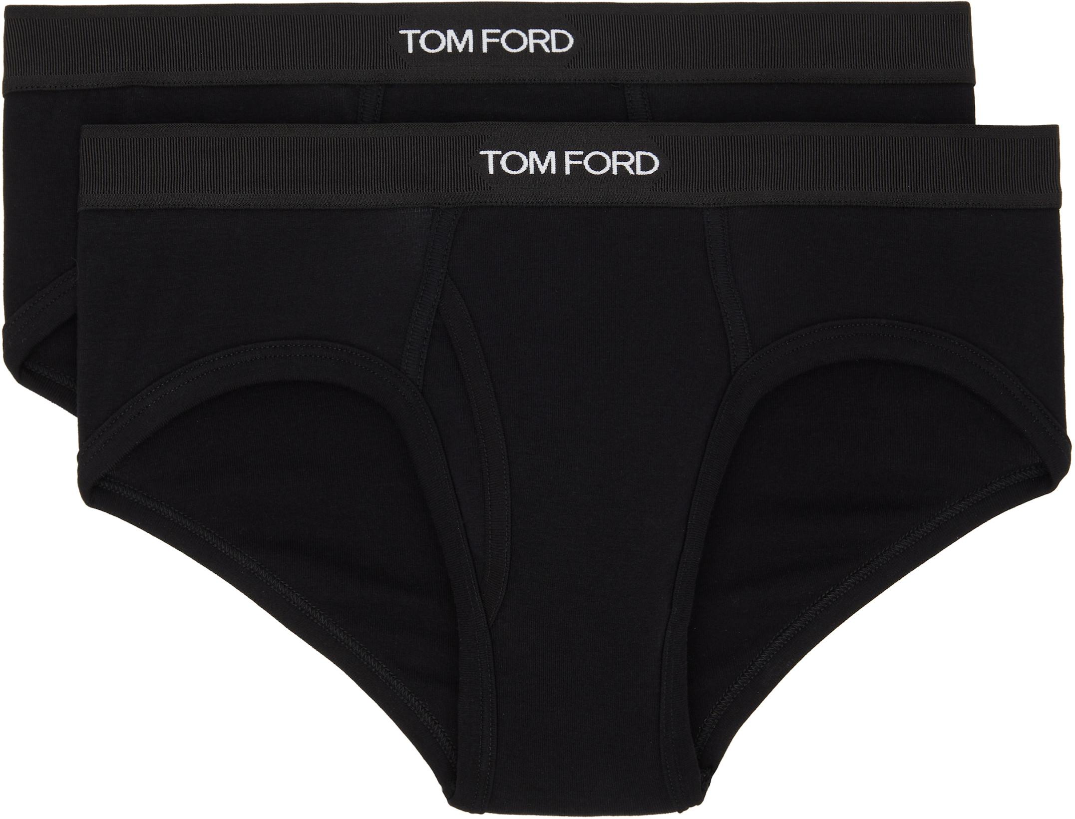 Two-Pack Black Cotton Briefs by TOM FORD