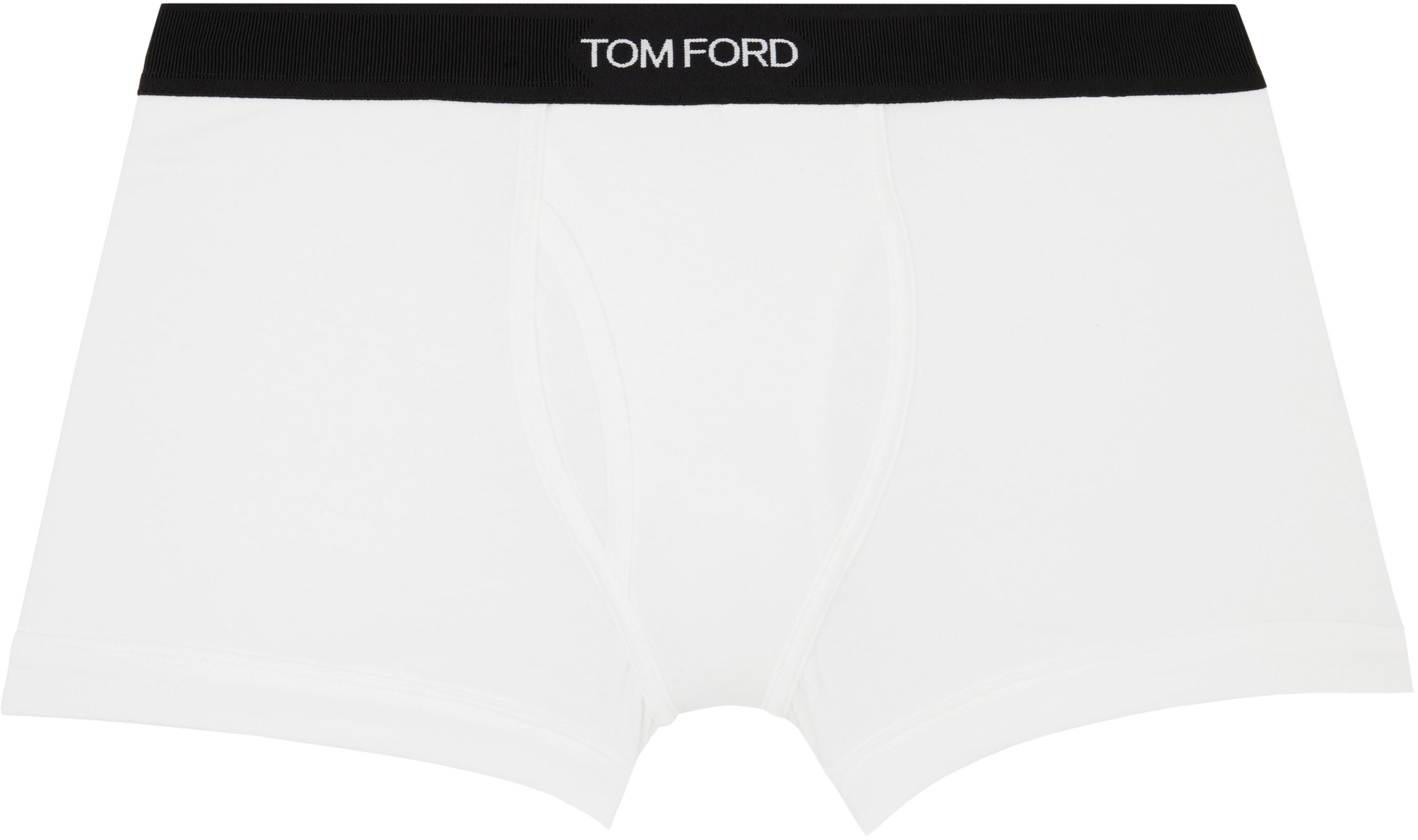 White Cotton Boxer Briefs by TOM FORD