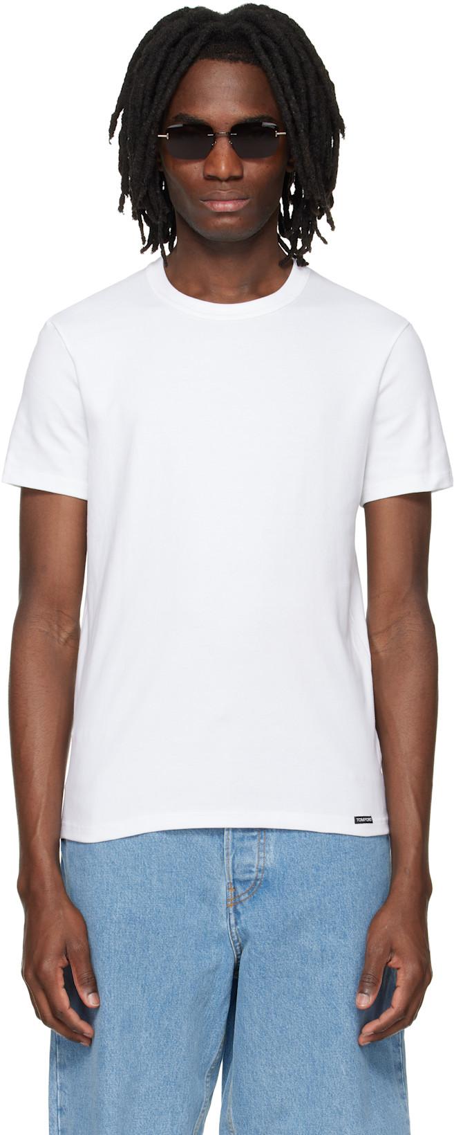 White Cotton Crewneck T-shirt by TOM FORD