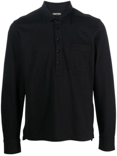 button-front long-sleeved polo shirt by TOM FORD