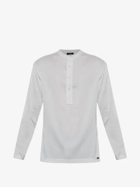 button-placket long-sleeve top by TOM FORD