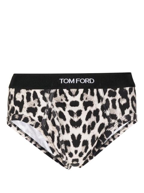 cheetah-print logo-waistband briefs by TOM FORD