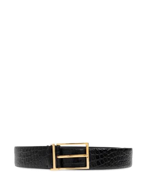 crocodile-effect buckled belt by TOM FORD