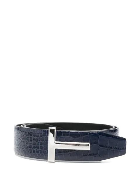 crocodile-effect leather belt by TOM FORD