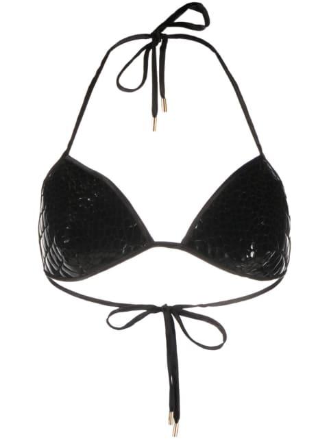 crocodile-effect leather bralette top by TOM FORD