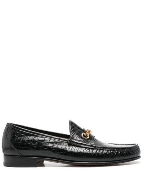 crocodile-effect leather loafers by TOM FORD