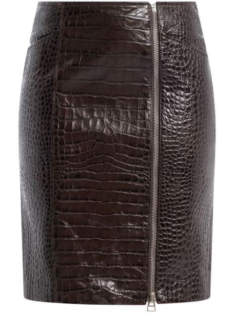 crocodile-effect leather miniskirt by TOM FORD