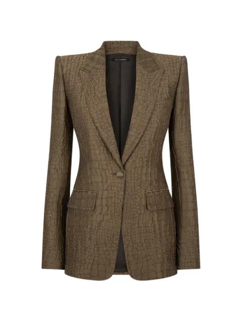 crocodile-effect single-breasted blazer by TOM FORD